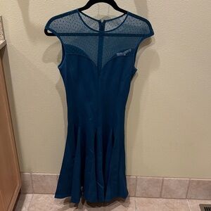 Halston Heritage Teal Mini Dress with Cap Sleeves